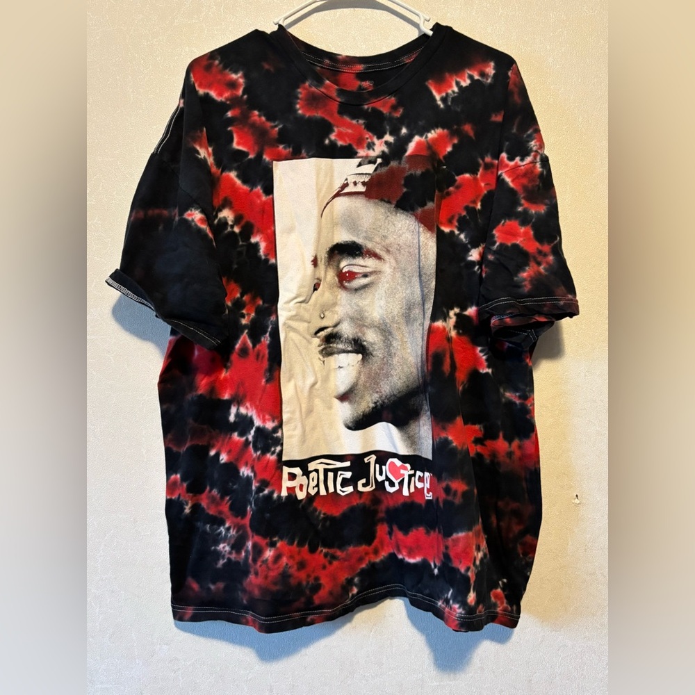 Poetic Justice Red and Black Tie-Dye T-Shirt